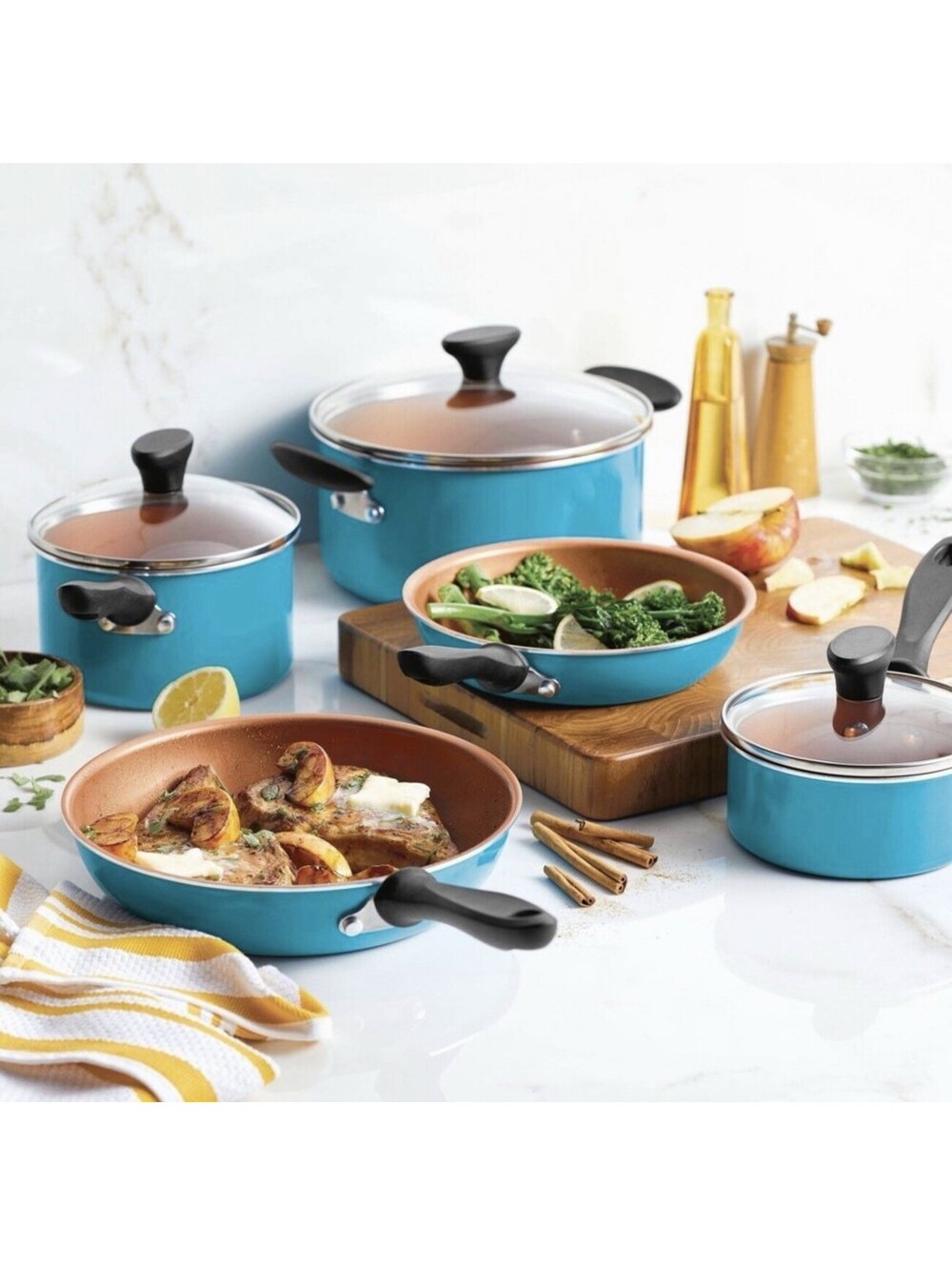 Farberware Pro 14pc Copper Ceramic Nonstick Cookware Set New - Picture 2 of 3
